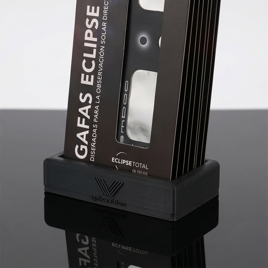 Expositor personalizado para 10 gafas de eclipse