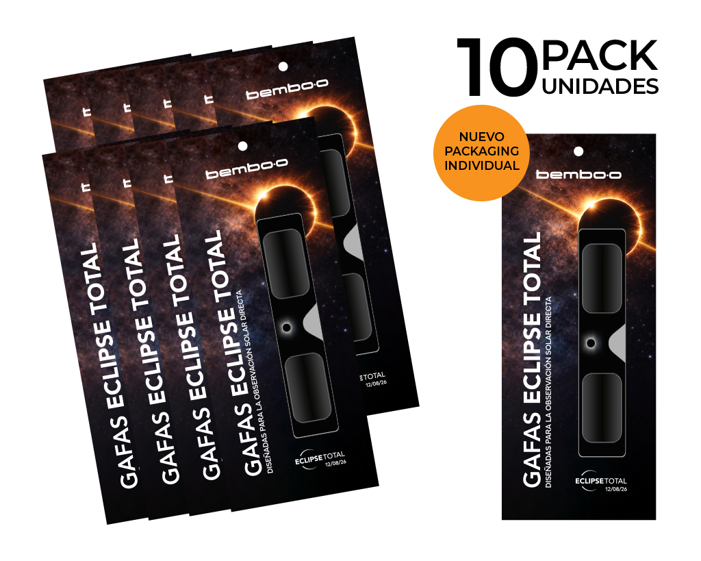 Pack PREMIUM 10 gafas eclipse homologadas ISO12312-2 (packaging individual)